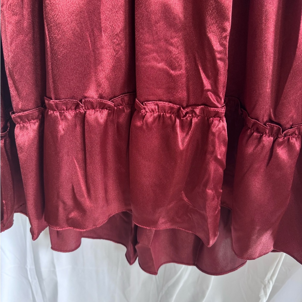 Joyfolie Lorelei Dress‎ Girls 12 Ruffle High Low Burgundy Wine Color NWT - Picture 3 of 5